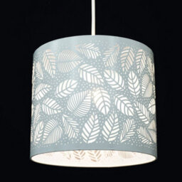 K Living Ceiling Pendant Lightshade Silver Metal Drum With Cut Out Leaf Design And Ivory Lining - thumbnail 3