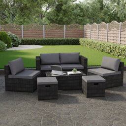 Lassic Garden Vida Islay 6 Seater Black Outdoor Ukfr Rattan Furniture Set With Space - Fully Assembled - thumbnail 4
