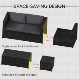 Lassic Garden Vida Islay 6 Seater Black Outdoor Ukfr Rattan Furniture Set With Space - Fully Assembled - thumbnail 3