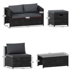 Lassic Garden Vida Islay 6 Seater Black Outdoor Ukfr Rattan Furniture Set With Space - Fully Assembled - thumbnail 2