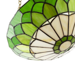 Happy Homewares Amber And Green Stained Glass Domed Tiffany Pendant Lamp Shade With Chain - thumbnail 4