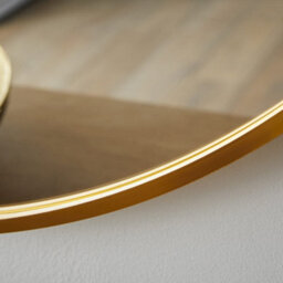 The Online Mirror Shop Wall Mirror Bexley Round Shaped With Brushed Gold Aluminium Frame- Diameter 40Cm For Lounge Exuding Opulence, Art Deco Home - thumbnail 5