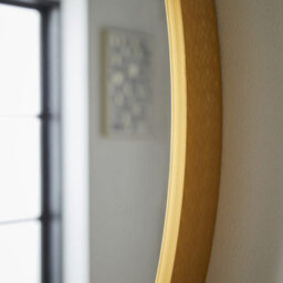 The Online Mirror Shop Wall Mirror Bexley Round Shaped With Brushed Gold Aluminium Frame- Diameter 40Cm For Lounge Exuding Opulence, Art Deco Home - thumbnail 6