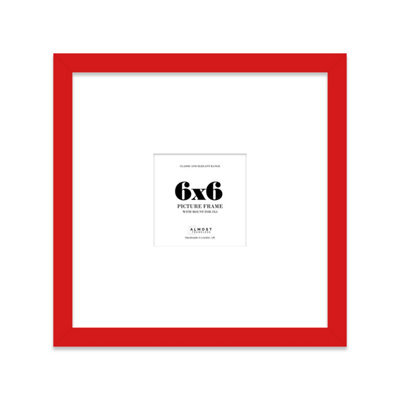 "6X6"" Red Picture Frame - 6X6"" Square Frame With 3X3"" Mount For 6X6""/3X3"" Pictures Luxurious Style Gallery Wall, 1 Pack" - image 1