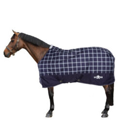 "Saxon Defiant Standard-Neck Plaid Midweight Horse Turnout Rug Navy/white (4 9"")" - thumbnail 1