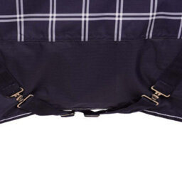 "Saxon Defiant Standard-Neck Plaid Midweight Horse Turnout Rug Navy/white (4 9"")" - thumbnail 3