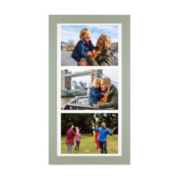 AK Frames 16X8 Green Modern Multi Photo Frame With White Mount - Holds 3 Apertures (3X) 7X5 Photos - thumbnail 1