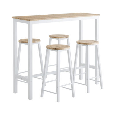 Sobuy Ogt22-Nw, Breakfast Bar And Stools Set 5-Piece Kitchen Dining Set With High Table & 4 Stools,w120Xd40Xh100 - image 1