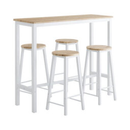 Sobuy Ogt22-Nw, Breakfast Bar And Stools Set 5-Piece Kitchen Dining Set With High Table & 4 Stools,w120Xd40Xh100 - thumbnail 1