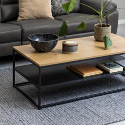 Furniture To Go Gila Coffee Table With Open Shelf In Oak & Black - thumbnail 4