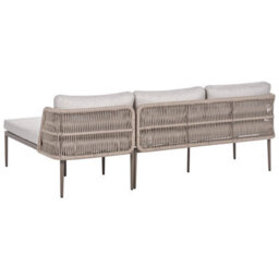 Beliani Garden Corner Sofa With Table 3 Seater Leffe Left Hand Metal Beige - thumbnail 6