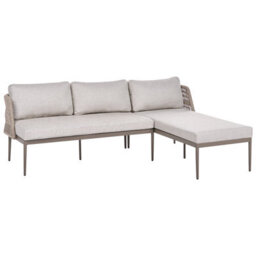 Beliani Garden Corner Sofa With Table 3 Seater Leffe Left Hand Metal Beige - thumbnail 5