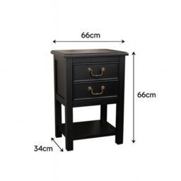 Melody Maison Set Of 2 Black 2 Drawer Bedside Tables With Shelf - Briggs Range - thumbnail 9