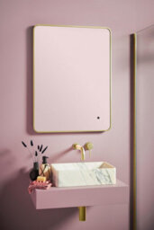 UK Homeliving Uk Home Living Avalon - Price Reduced -Soft Square Led Mirror Brushed Brass Frame 500X700