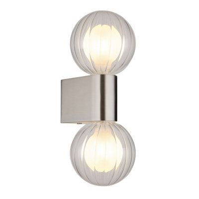 Luminosa Lighting Luminosa Ander Globe Wall Lights Matt Ip44 Balls Clear Glass Shade 2X G9 - image 1