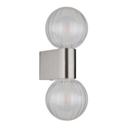 Luminosa Lighting Luminosa Ander Globe Wall Lights Matt Ip44 Balls Clear Glass Shade 2X G9 - thumbnail 2