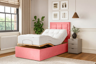 Grand Motion Smart Electric Adjustable Bed Set With Mattress And Headboard, Red
