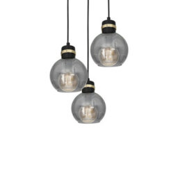 Milagro Omega Hand Made Circular Pendant Lamp With Elegant Smoked Glass Spheres Quality Matt Black Fittings With Gold Detail - thumbnail 2