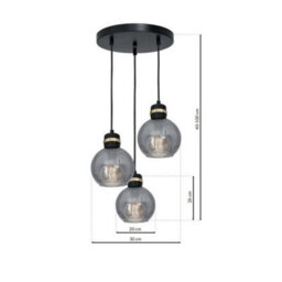 Milagro Omega Hand Made Circular Pendant Lamp With Elegant Smoked Glass Spheres Quality Matt Black Fittings With Gold Detail - thumbnail 6