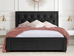 Woodbury Black Velvet Fabric 4 Drawer Storage Bed Frame - 6Ft Super King Size - thumbnail 3