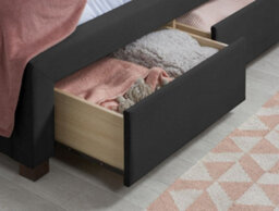Woodbury Black Velvet Fabric 4 Drawer Storage Bed Frame - 6Ft Super King Size - thumbnail 6