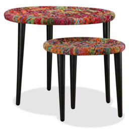 Berkfield Stylish Coffee Table Set 2 Pieces Chindi Weave Details Multicolour - thumbnail 5