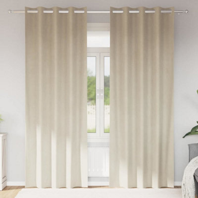 Berkfield Blackout Curtains With Eyelets 2 Pcs Cream Velvet - image 1