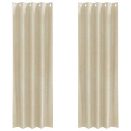Berkfield Blackout Curtains With Eyelets 2 Pcs Cream Velvet - thumbnail 2