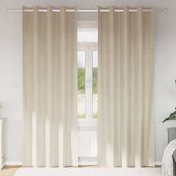 Berkfield Blackout Curtains With Eyelets 2 Pcs Cream Velvet - thumbnail 1