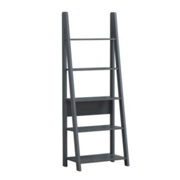 Timber Art Design Riva Scandinavian Retro Ladder Bookcase Shelving Shelf Unit Dark Grey 5 Tier - thumbnail 2