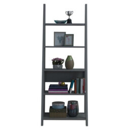 Timber Art Design Riva Scandinavian Retro Ladder Bookcase Shelving Shelf Unit Dark Grey 5 Tier - thumbnail 3