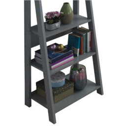 Timber Art Design Riva Scandinavian Retro Ladder Bookcase Shelving Shelf Unit Dark Grey 5 Tier - thumbnail 4