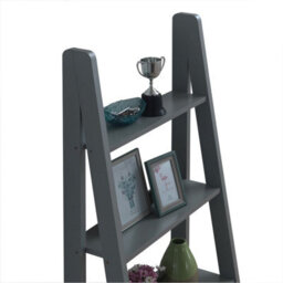 Timber Art Design Riva Scandinavian Retro Ladder Bookcase Shelving Shelf Unit Dark Grey 5 Tier - thumbnail 5
