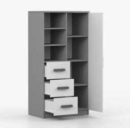 Arte Modern Grey And White Sideboard H1600mm W800mm D400mm - Grey Handles For Contemporary Interiors - thumbnail 3