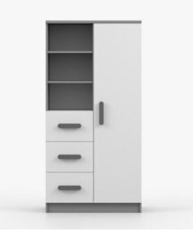Arte Modern Grey And White Sideboard H1600mm W800mm D400mm - Grey Handles For Contemporary Interiors - thumbnail 2