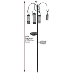 Wild Bird Feeding Station With Hanging Feeder Garden Water Bath Seed Tray 4 Pole - thumbnail 2