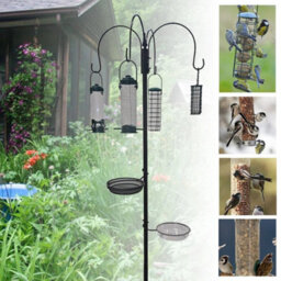 Wild Bird Feeding Station With Hanging Feeder Garden Water Bath Seed Tray 4 Pole - thumbnail 3