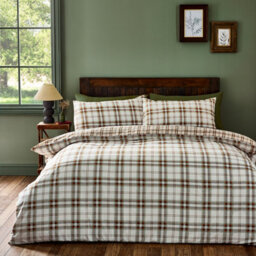 Catherine Lansfield Bedding Kelso Check Duvet Cover Set With Pillowcases Burnt Orange