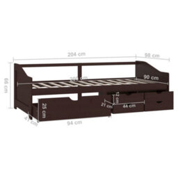 Vidaxl 3-Seater Day Bed Without Mattress Dark Brown Solid Pinewood 90X200Cm - thumbnail 9