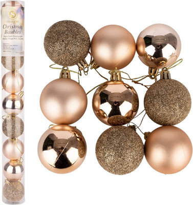 Shatchi 60mm/6Pcs Christmas Baubles Shatterproof Champagne Gold,tree Decorations