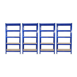 MonsterShop 4 Garage Shelving Units - 5 Tier Heavy Duty Rack For Storage Steel Utility Shelves