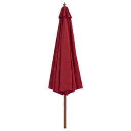 Berkfield Outdoor Parasol With Wooden Pole 350 Cm Burgundy - thumbnail 2