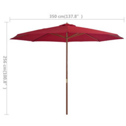 Berkfield Outdoor Parasol With Wooden Pole 350 Cm Burgundy - thumbnail 4