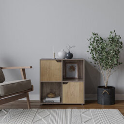 Urbn-Living 4-Cube Shelving Unit With Wooden Doors - Square - thumbnail 2