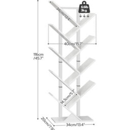 White Bookcase Tree Bookshelf Shelving Unit Floorstanding Book Shelf Storage - thumbnail 2
