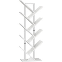 White Bookcase Tree Bookshelf Shelving Unit Floorstanding Book Shelf Storage - thumbnail 5