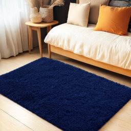 Aspire Homeware Non Slip Navy Shaggy Rug Soft Fluffy Washable Doormat, (L)80Cm X (W)50Cm - thumbnail 6