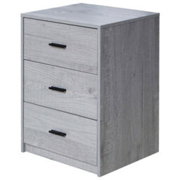 Urbn-Living Urbnliving Height 56Cm 3 Drawer Wooden Bedroom Bedside Cabinet Furniture Ash Grey Oak Set Drawers Storage Nightstand - thumbnail 1