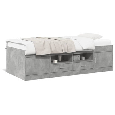 Berkfield Versatile Daybed With Drawers Without Mattress Concrete Grey 90X190 Cm Single