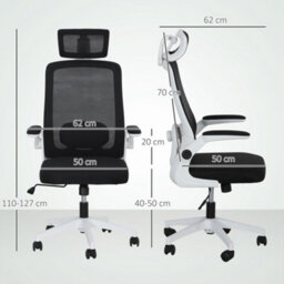 Homcom Executive Mesh Office Chair With Headrest, Lumbar Support, Black - thumbnail 3